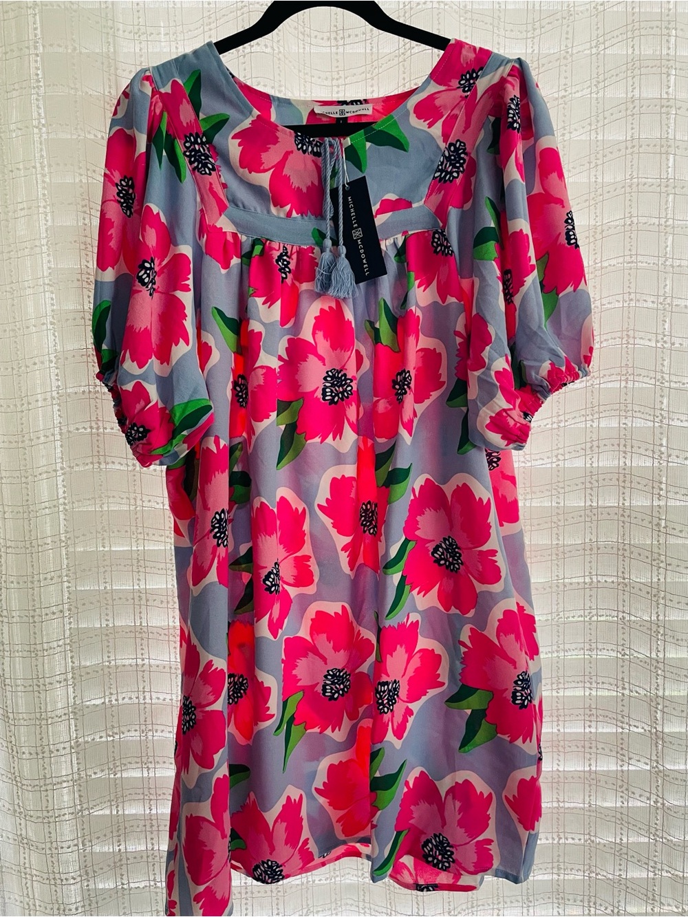 Tassel Tie Floral Midi Dress - Pink Floral
